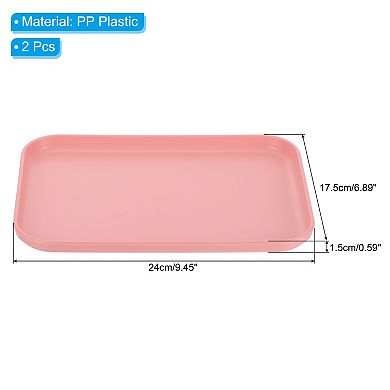 9"x7" Fast Food Tray, 2 Pack PP Plastic Reusable Multi-Purpose Non-Slip Rectangle Serving Tray
