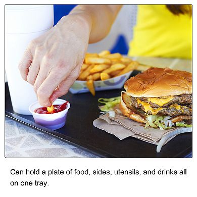 9"x7" Fast Food Tray, 2 Pack PP Plastic Reusable Multi-Purpose Non-Slip Rectangle Serving Tray