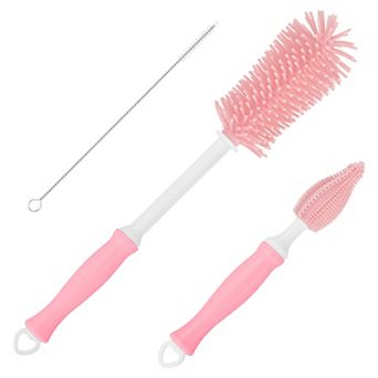 3 in 1 Silicone Bottle Cleaning Brushes, 360 Degree Rotation Long Straight Handle Cleaner Kits