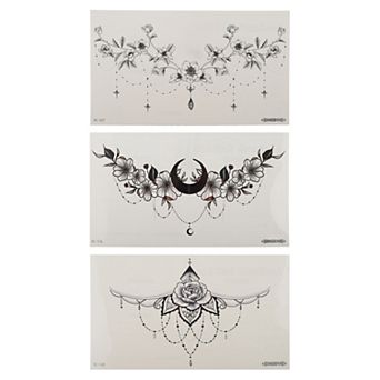 Exquisite Fake Tattoos Temporary Tatto for Adult Black 3 pc