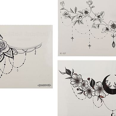 Exquisite Fake Tattoos Temporary Tatto for Adult Black 3 Pcs