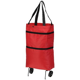 13-18" Foldable Shopping Bag with Wheels, Collapsible Trolley Bags Portable Grocery Bags Travel Bags