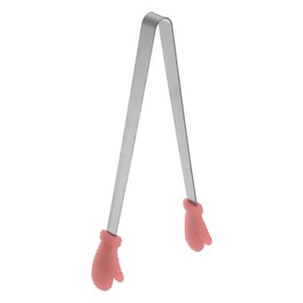 Mini Food Tongs 5.5" Gloves Shape Stainless Steel with Silicon Tips Cooking Food Serving Tongs