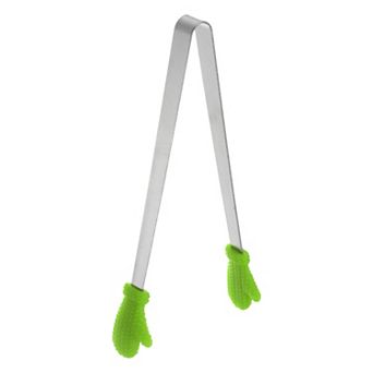 Mini Food Tongs 5.5" Gloves Shape Stainless Steel with Silicon Tips Cooking Food Serving Tongs