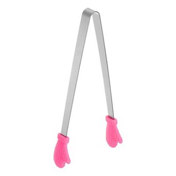 Mini Food Tongs 5.5" Gloves Shape Stainless Steel with Silicon Tips Cooking Food Serving Tongs