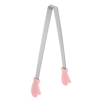 Mini Food Tongs 5.5" Gloves Shape Stainless Steel with Silicon Tips Cooking Food Serving Tongs