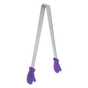 Mini Food Tongs 5.5" Gloves Shape Stainless Steel with Silicon Tips Cooking Food Serving Tongs