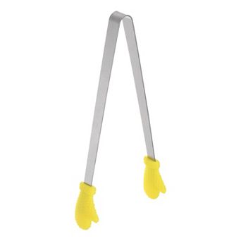 Mini Food Tongs 5.5" Gloves Shape Stainless Steel with Silicon Tips Cooking Food Serving Tongs