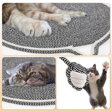 Cat Scratcher Mat, Cotton Rope Cat Scratch Pad, 19.69" Cat Floor Scratching Pad Rug