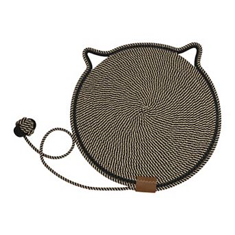 Cat Scratcher Mat, Cotton Rope Cat Scratch Pad, 19.69" Cat Floor Scratching Pad Rug Black