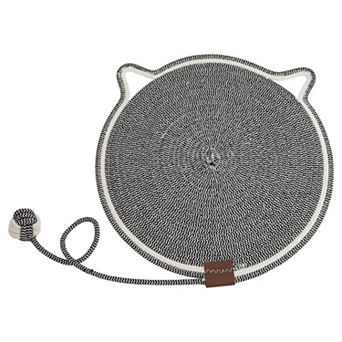 Cat Scratcher Mat, Cotton Rope Cat Scratch Pad, 19.69" Cat Floor Scratching Pad Rug Black