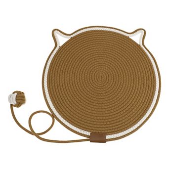 Cat Scratcher Mat, Cotton Rope Cat Scratch Pad, 19.69" Cat Floor Scratching Pad Rug Black