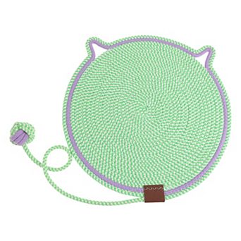 Cat Scratcher Mat, Cotton Rope Cat Scratch Pad, 19.69" Cat Floor Scratching Pad Rug Black