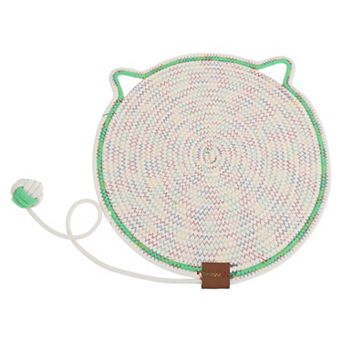 Cat Scratcher Mat, Cotton Rope Cat Scratch Pad, 19.69" Cat Floor Scratching Pad Rug Black