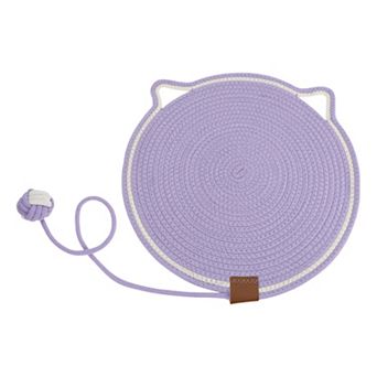Cat Scratcher Mat, Cotton Rope Cat Scratch Pad, 19.69" Cat Floor Scratching Pad Rug Black