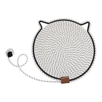Cat Scratcher Mat, Cotton Rope Cat Scratch Pad, 19.69" Cat Floor Scratching Pad Rug Black
