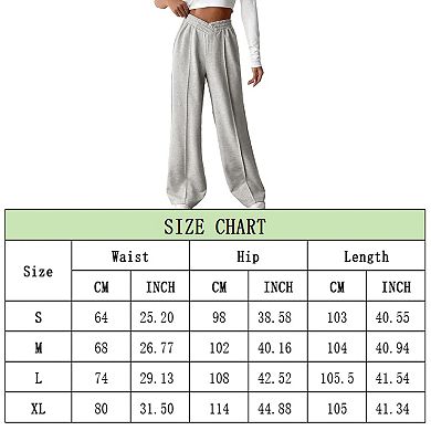 Womens Wide Leg Sweatpants High Waisted Baggy Lounge Pants Athletic Loose Trousers with Pockets