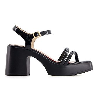 Andrea Women's Ankle Strap Medium Platform Heeled Sandals 64978 Black