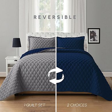 Elegant Comfort 3-Piece Diamond Quilted Reversible Bedspread Coverlet Set