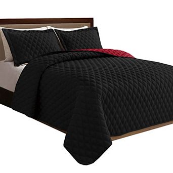 Elegant Comfort 3 pc Diamond Quilted Reversible Bedspread Coverlet Set