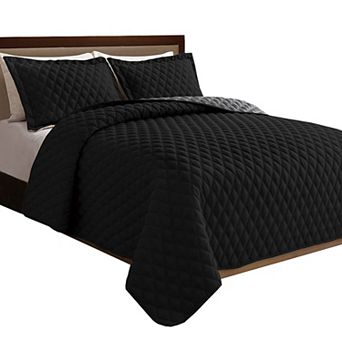 Elegant Comfort 3 pc Diamond Quilted Reversible Bedspread Coverlet Set