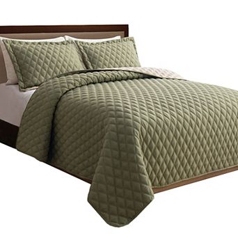 Elegant Comfort 3 pc Diamond Quilted Reversible Bedspread Coverlet Set