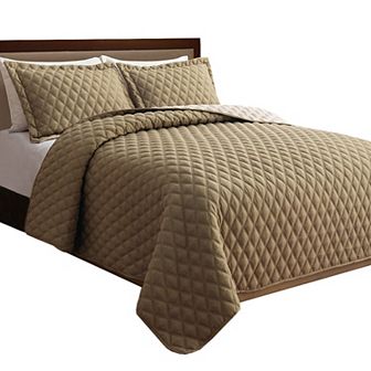 Elegant Comfort 3 pc Diamond Quilted Reversible Bedspread Coverlet Set