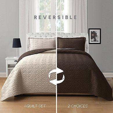 Elegant Comfort 3-Piece Majestic Quilted Reversible Bedspread Coverlet Set