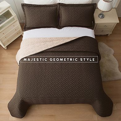 Elegant Comfort 3-Piece Majestic Quilted Reversible Bedspread Coverlet Set