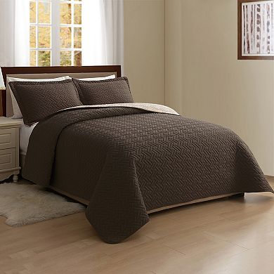 Elegant Comfort 3-Piece Majestic Quilted Reversible Bedspread Coverlet Set