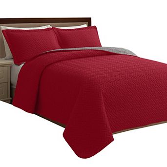 Elegant Comfort 3 pc Majestic Quilted Reversible Bedspread Coverlet Set