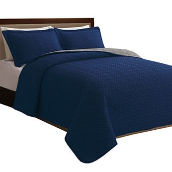 Elegant Comfort 3 pc Majestic Quilted Reversible Bedspread Coverlet Set