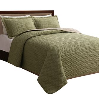 Elegant Comfort 3 pc Majestic Quilted Reversible Bedspread Coverlet Set