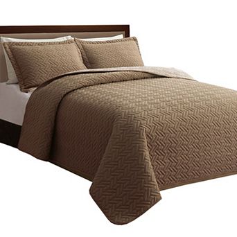 Elegant Comfort 3 pc Majestic Quilted Reversible Bedspread Coverlet Set