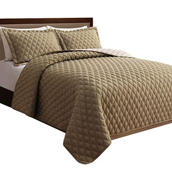 Elegant Comfort 3 pc Diamond Quilted Reversible Bedspread Coverlet Set