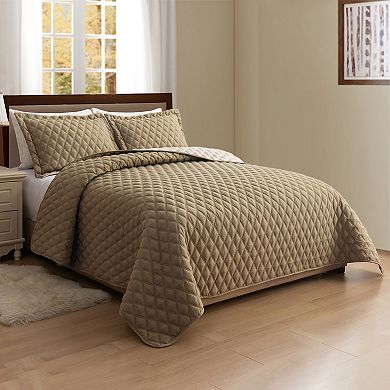 Elegant Comfort 3-Piece Diamond Quilted Reversible Bedspread Coverlet Set