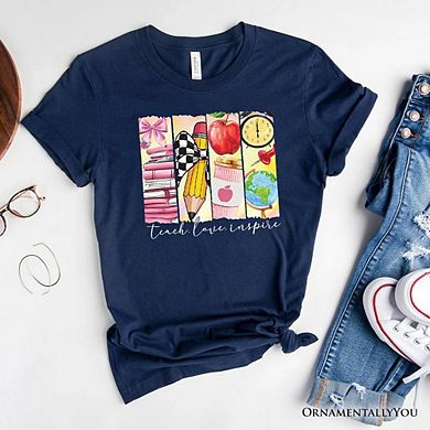 Teach Love Inspire T-Shirt, Retro Brushstroke Tee for Passionate Teachers