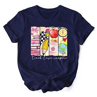 Teach Love Inspire T-Shirt, Retro Brushstroke Tee for Passionate Teachers