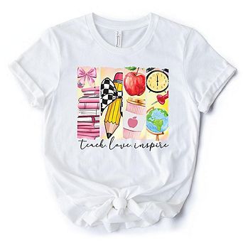 Teach Love Inspire T-Shirt, Retro Brushstroke Tee for Passionate Teachers