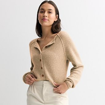 Juniors' Pink Republic Long Sleeve Crewneck Raglan Sleeve Cardigan