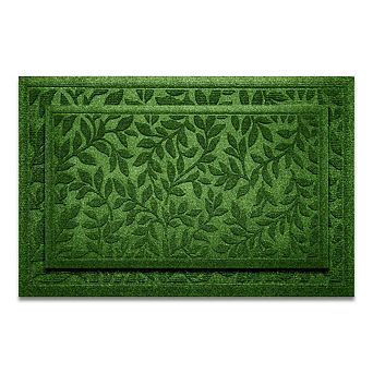 G128 Combo Pack Green Leaves Pattern Doormat 17x29.5 in and 23x35IN