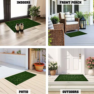 G128 Combo Pack Green Leaves Pattern Doormat 17x29.5IN and 23x35IN