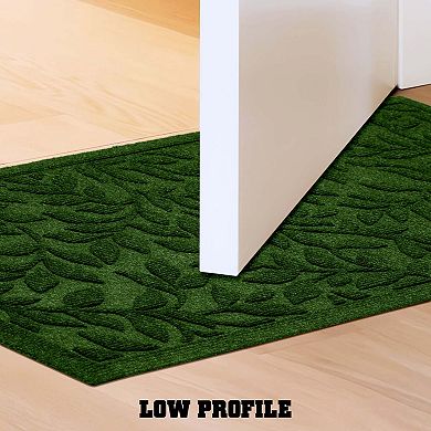 G128 Combo Pack Green Leaves Pattern Doormat 17x29.5IN and 23x35IN