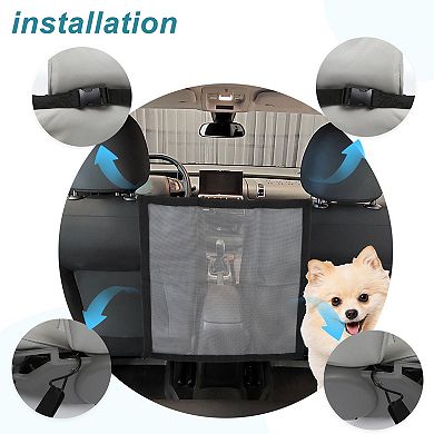 1 pcs Dog Car Net Barrier, with Adjustable Rope and Hook, Pet Barrier Backseat Dog Car Net