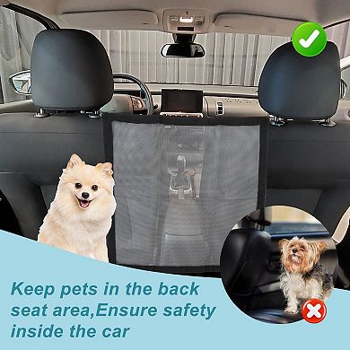 1 pcs Dog Car Net Barrier, with Adjustable Rope and Hook, Pet Barrier Backseat Dog Car Net