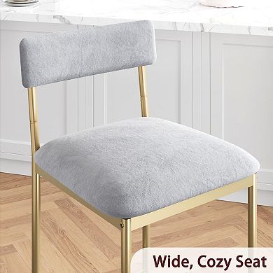 Bar Stools Set of 2, 25.5 Inches Upholstered Bar Chairs with Back, Easy Assembly, Gray-Gold