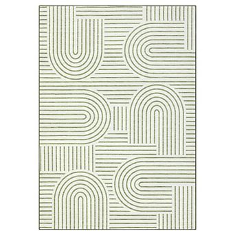Garvee Washable Modern Geometric Line Area Rug Low Pile Non Slip Mat for Home Decor