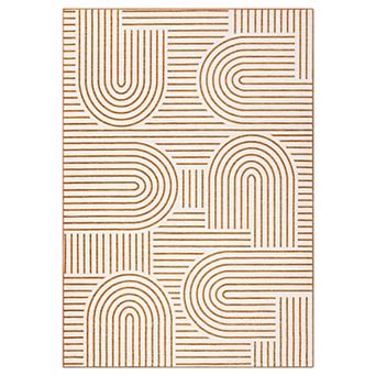 Garvee Washable Modern Geometric Line Area Rug Low Pile Non Slip Mat for Home Decor