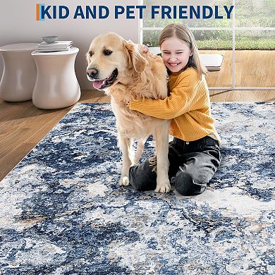 Garvee Machine Washable Abstract Area Rug Non Slip Stain Resistant Carpet for Bedroom