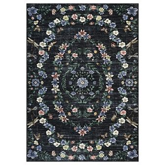 Garvee Machine Washable Modern Floral Print Area Rug Non Slip Bordered Indoor Carpet
